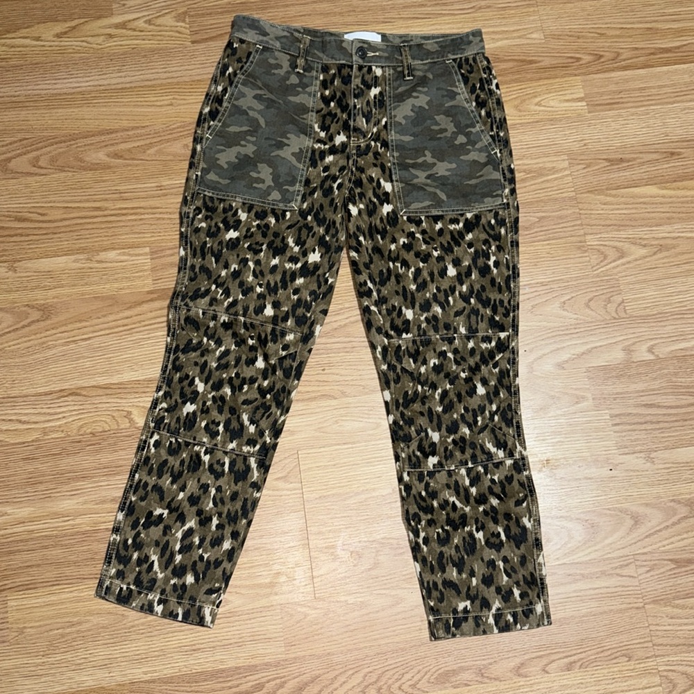 Current/Elliott The Clean Weslan Leopard Camo Print Slim Leg Size 27 - Picture 2 of 7